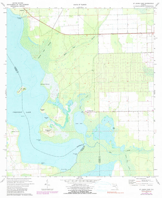 Classic USGS Saint Johns Park Florida 7.5'x7.5' Topo Map Image