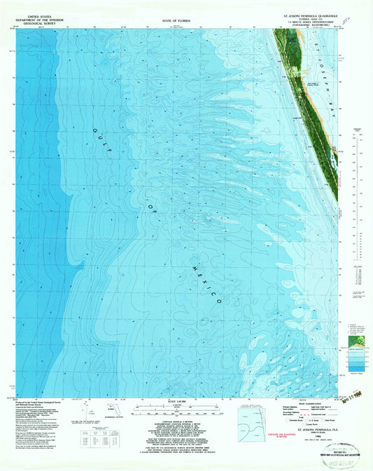 Classic USGS Saint Joseph Peninsula Florida 7.5'x7.5' Topo Map Image
