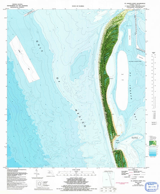Classic USGS Saint Joseph Point Florida 7.5'x7.5' Topo Map Image