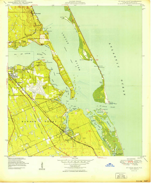 Classic USGS Saint Lucie Inlet Florida 7.5'x7.5' Topo Map Image