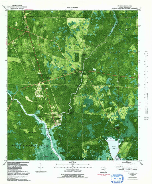 Classic USGS Saint Marks Florida 7.5'x7.5' Topo Map Image