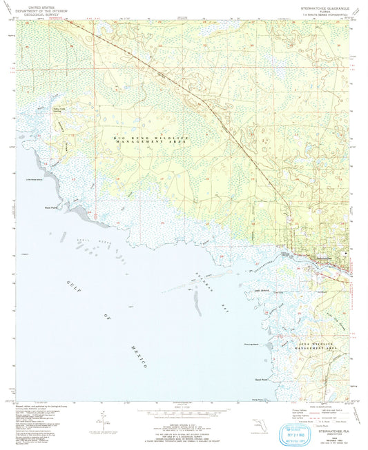 Classic USGS Steinhatchee Florida 7.5'x7.5' Topo Map Image