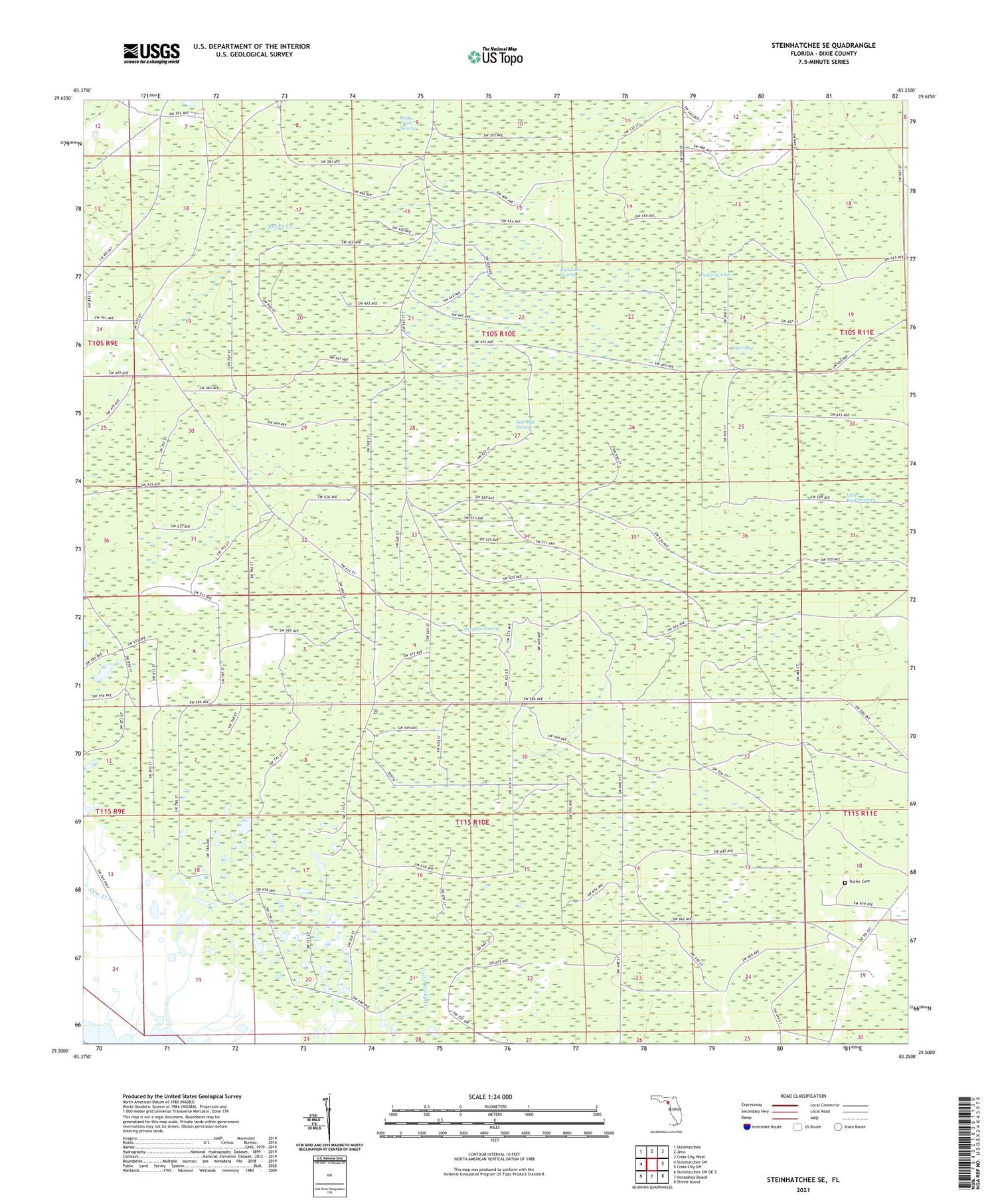 Steinhatchee SE Florida US Topo Map Image