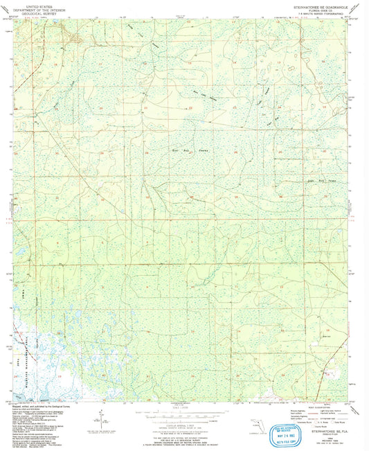 Classic USGS Steinhatchee SE Florida 7.5'x7.5' Topo Map Image