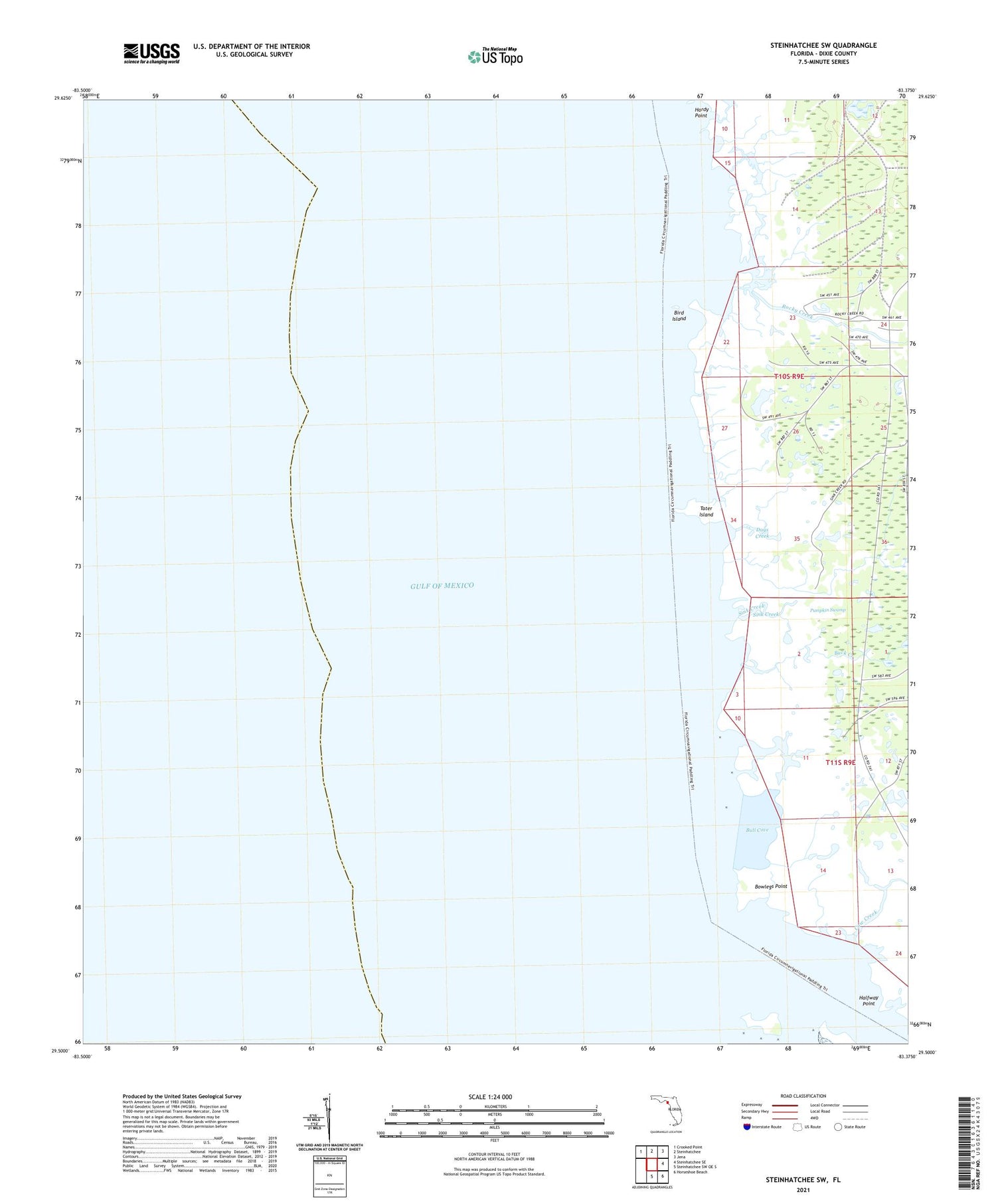 Steinhatchee SW Florida US Topo Map Image