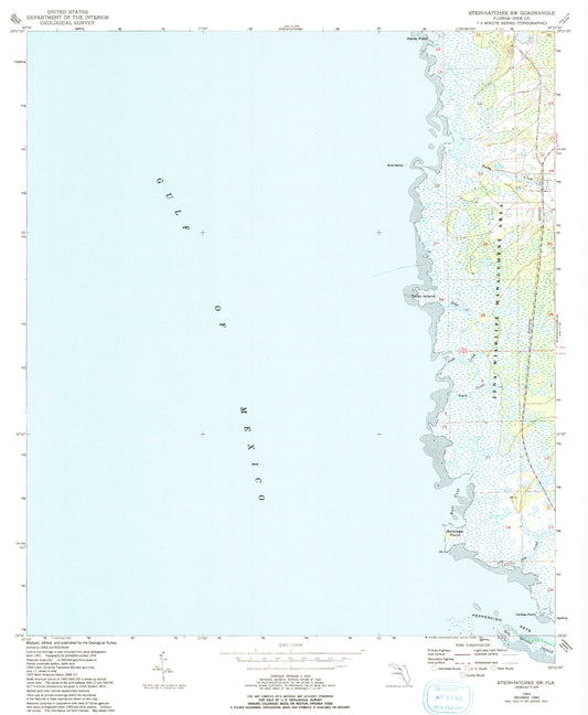 Classic USGS Steinhatchee SW Florida 7.5'x7.5' Topo Map Image