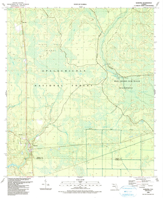 Classic USGS Sumatra Florida 7.5'x7.5' Topo Map Image