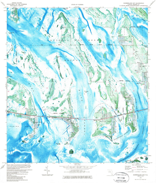 Classic USGS Summerland Key Florida 7.5'x7.5' Topo Map Image