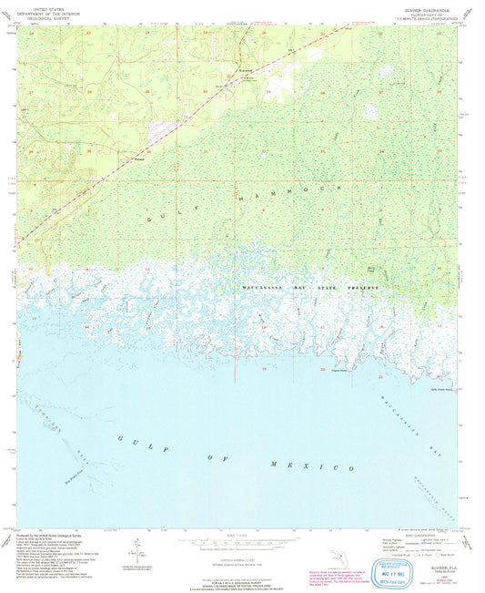 Classic USGS Sumner Florida 7.5'x7.5' Topo Map Image