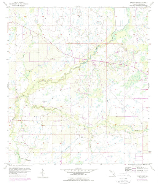 Classic USGS Sweetwater Florida 7.5'x7.5' Topo Map Image