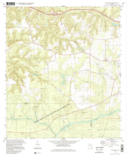 Classic USGS Sycamore Florida 7.5'x7.5' Topo Map Image