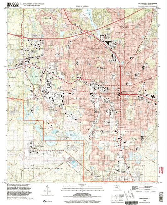 Classic USGS Tallahassee Florida 7.5'x7.5' Topo Map Image