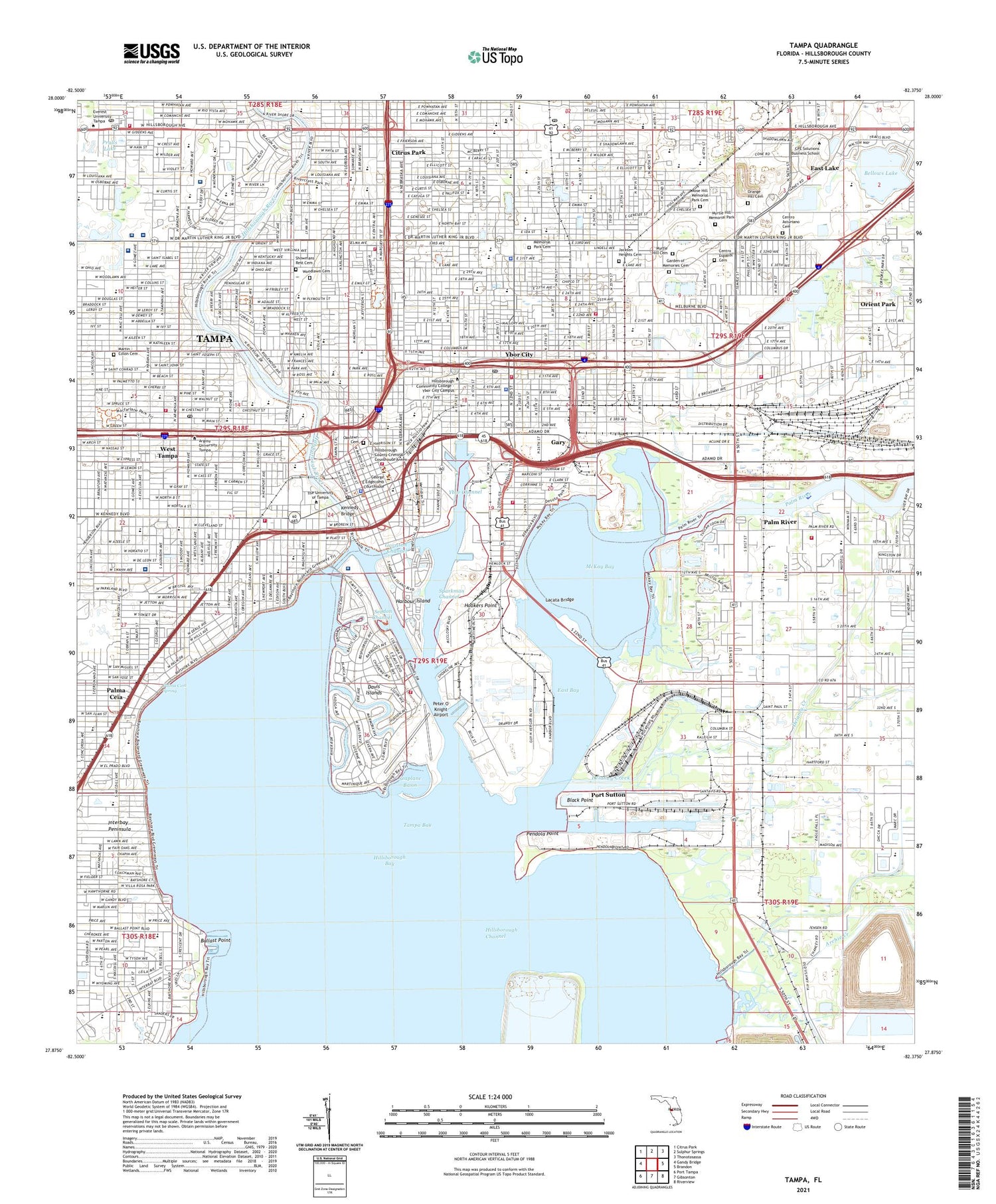 Tampa Florida US Topo Map Image