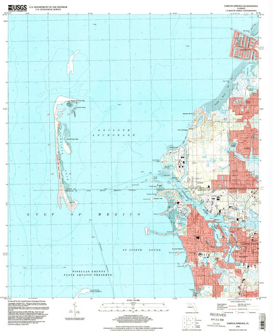 Classic USGS Tarpon Springs Florida 7.5'x7.5' Topo Map Image