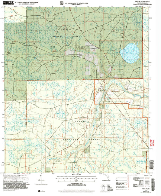 Classic USGS Taylor Florida 7.5'x7.5' Topo Map Image