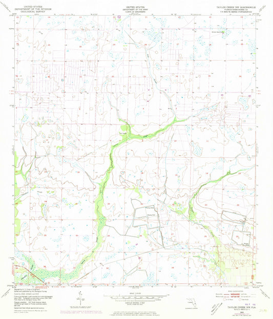 Classic USGS Taylor Creek NW Florida 7.5'x7.5' Topo Map Image