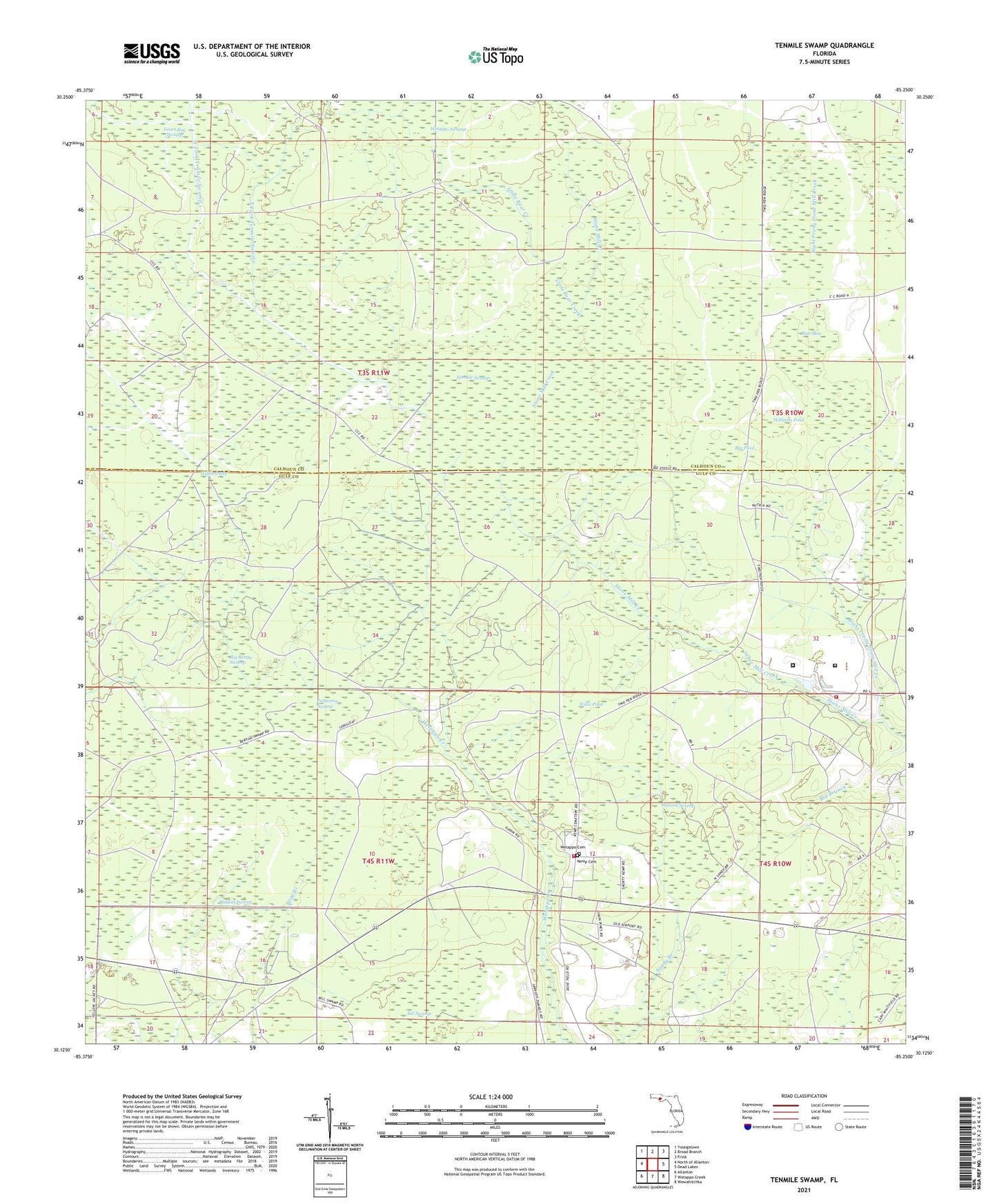 Tenmile Swamp Florida US Topo Map Image