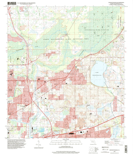 Classic USGS Thonotosassa Florida 7.5'x7.5' Topo Map Image
