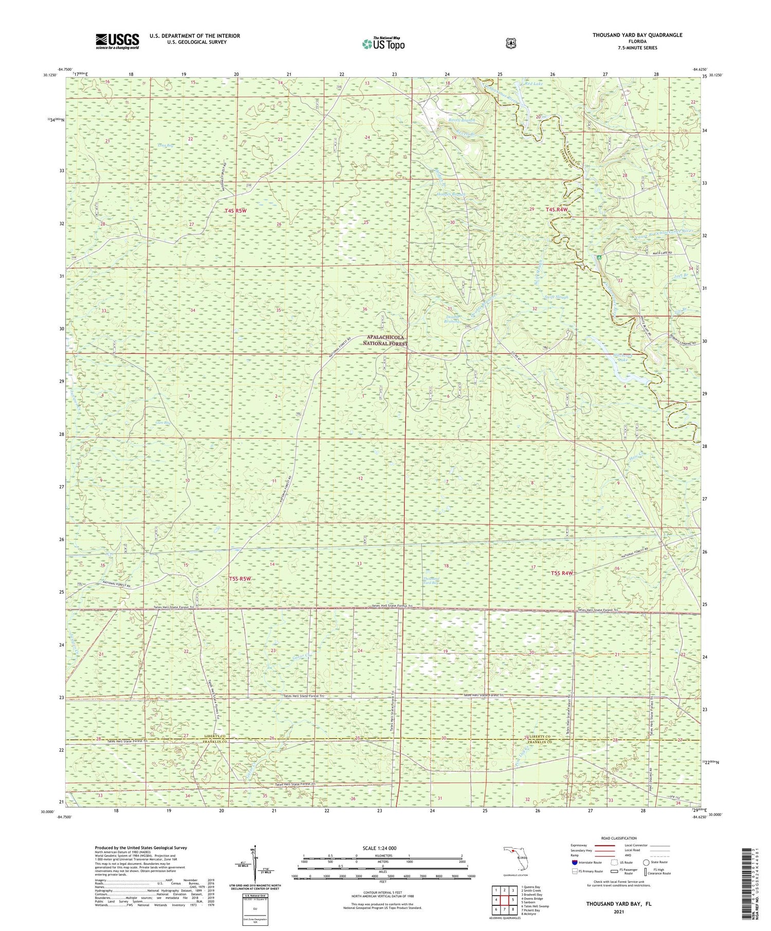 Thousand Yard Bay Florida US Topo Map Image