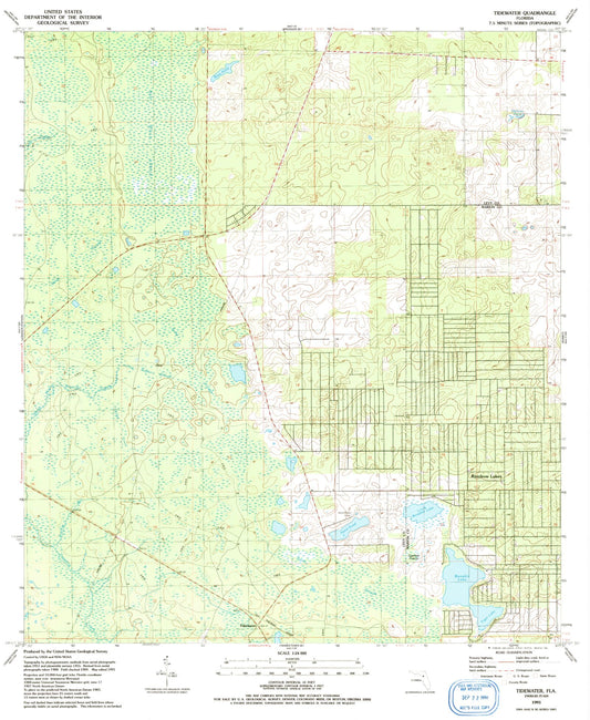 Classic USGS Tidewater Florida 7.5'x7.5' Topo Map Image