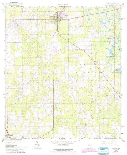 Classic USGS Trenton Florida 7.5'x7.5' Topo Map Image