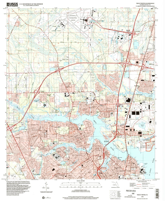 Classic USGS Trout River Florida 7.5'x7.5' Topo Map Image