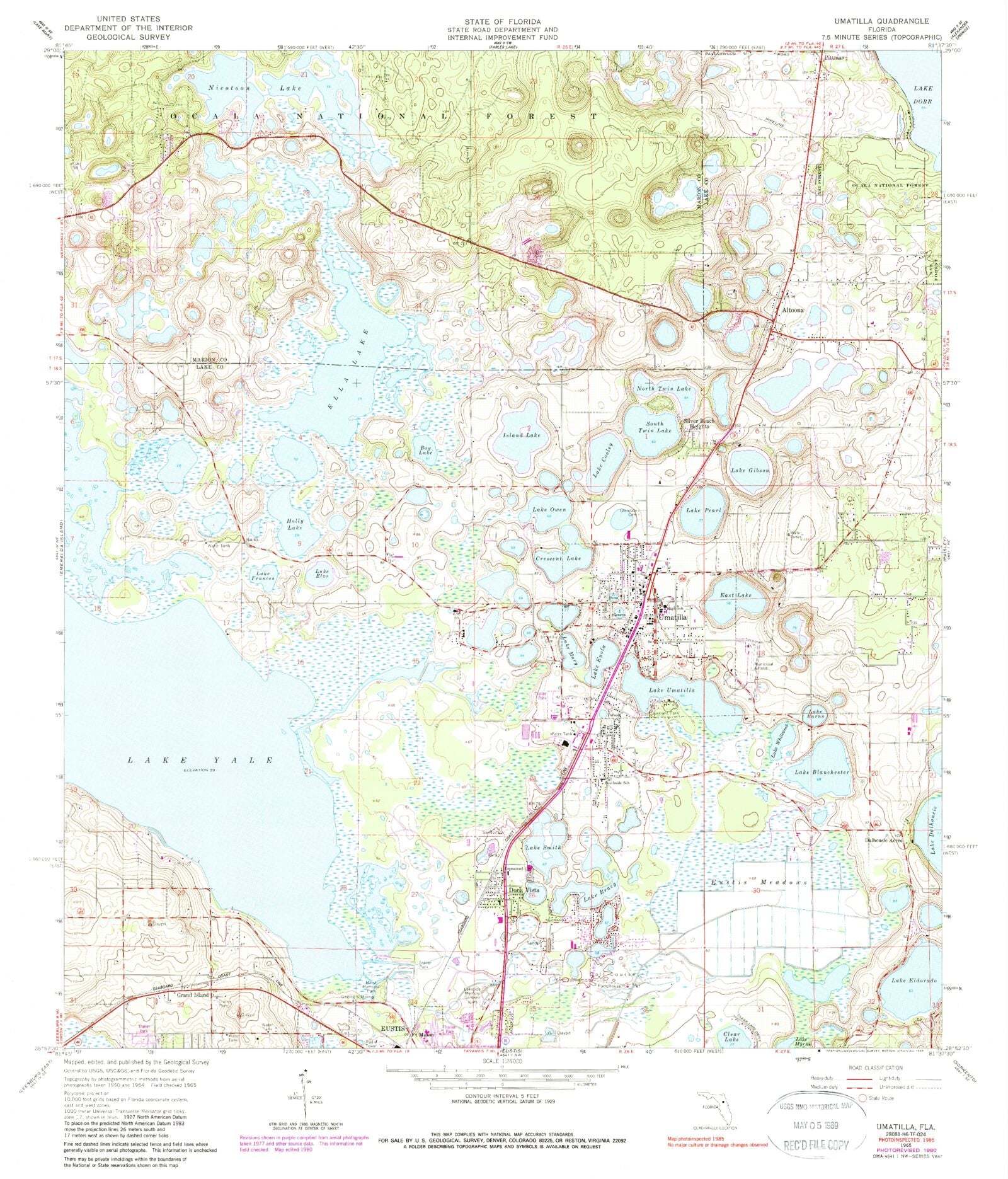 Classic USGS Umatilla Florida 7.5'x7.5' Topo Map MyTopo Map Store