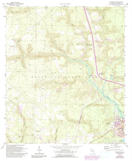 Classic USGS Valparaiso Florida 7.5'x7.5' Topo Map Image