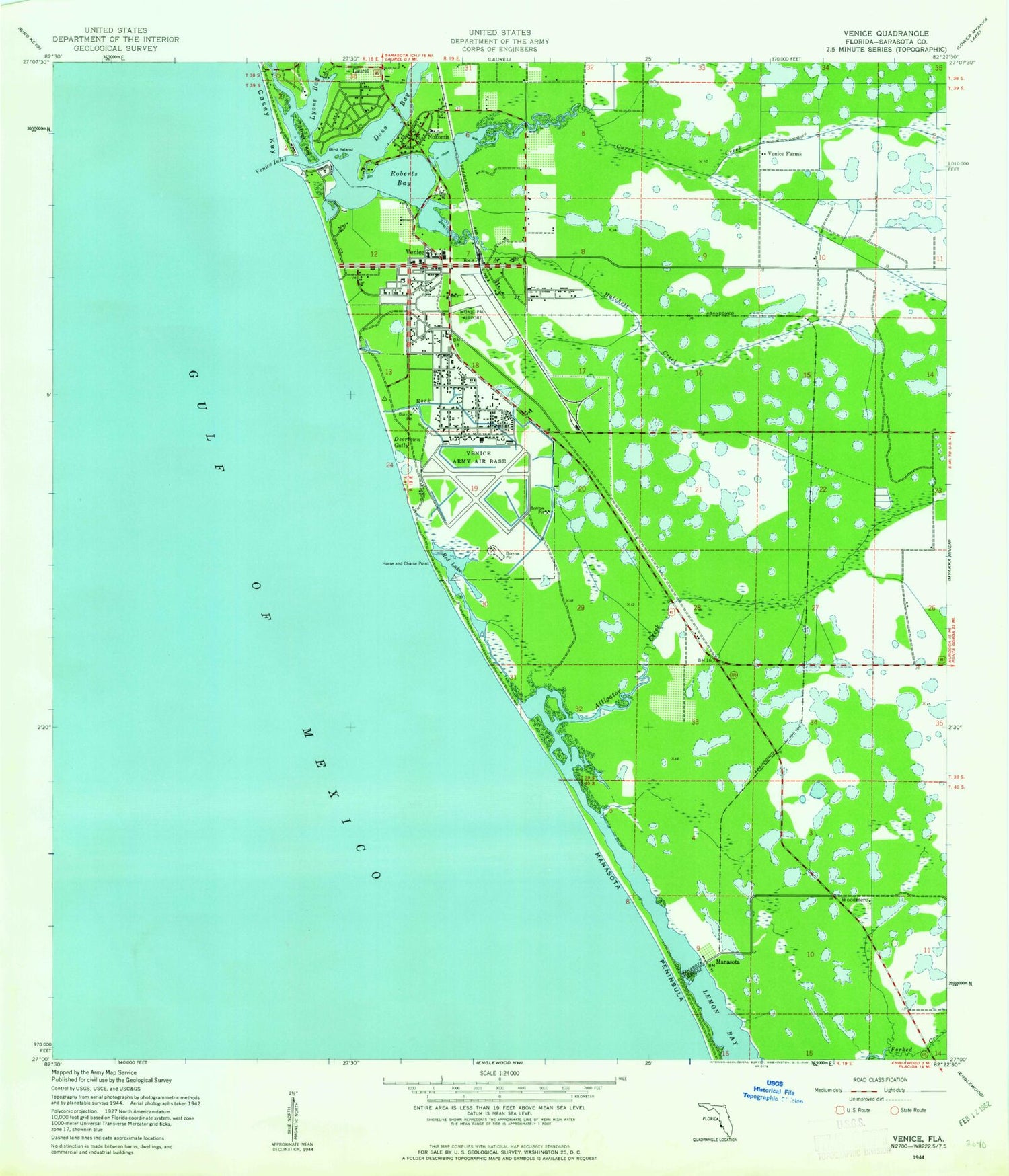 Classic USGS Venice Florida 7.5'x7.5' Topo Map Image