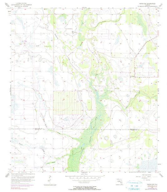 Classic USGS Venus SW Florida 7.5'x7.5' Topo Map Image