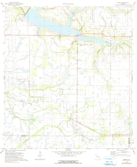 Classic USGS Verna Florida 7.5'x7.5' Topo Map Image