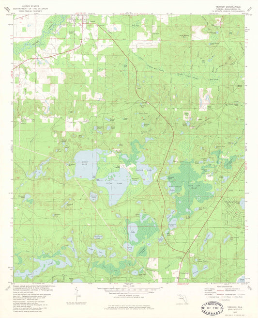 Classic USGS Vernon Florida 7.5'x7.5' Topo Map Image