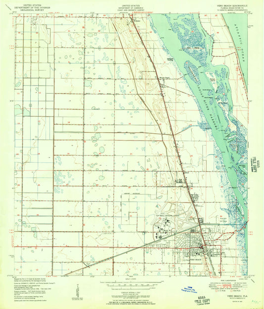Classic USGS Vero Beach Florida 7.5'x7.5' Topo Map Image