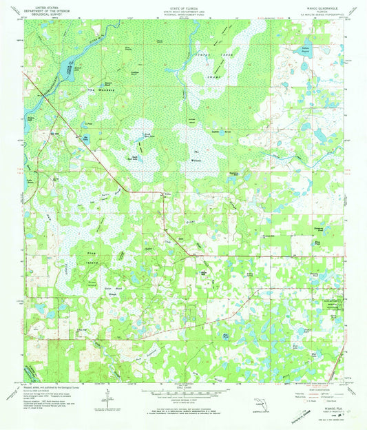 Classic USGS Wahoo Florida 7.5'x7.5' Topo Map Image