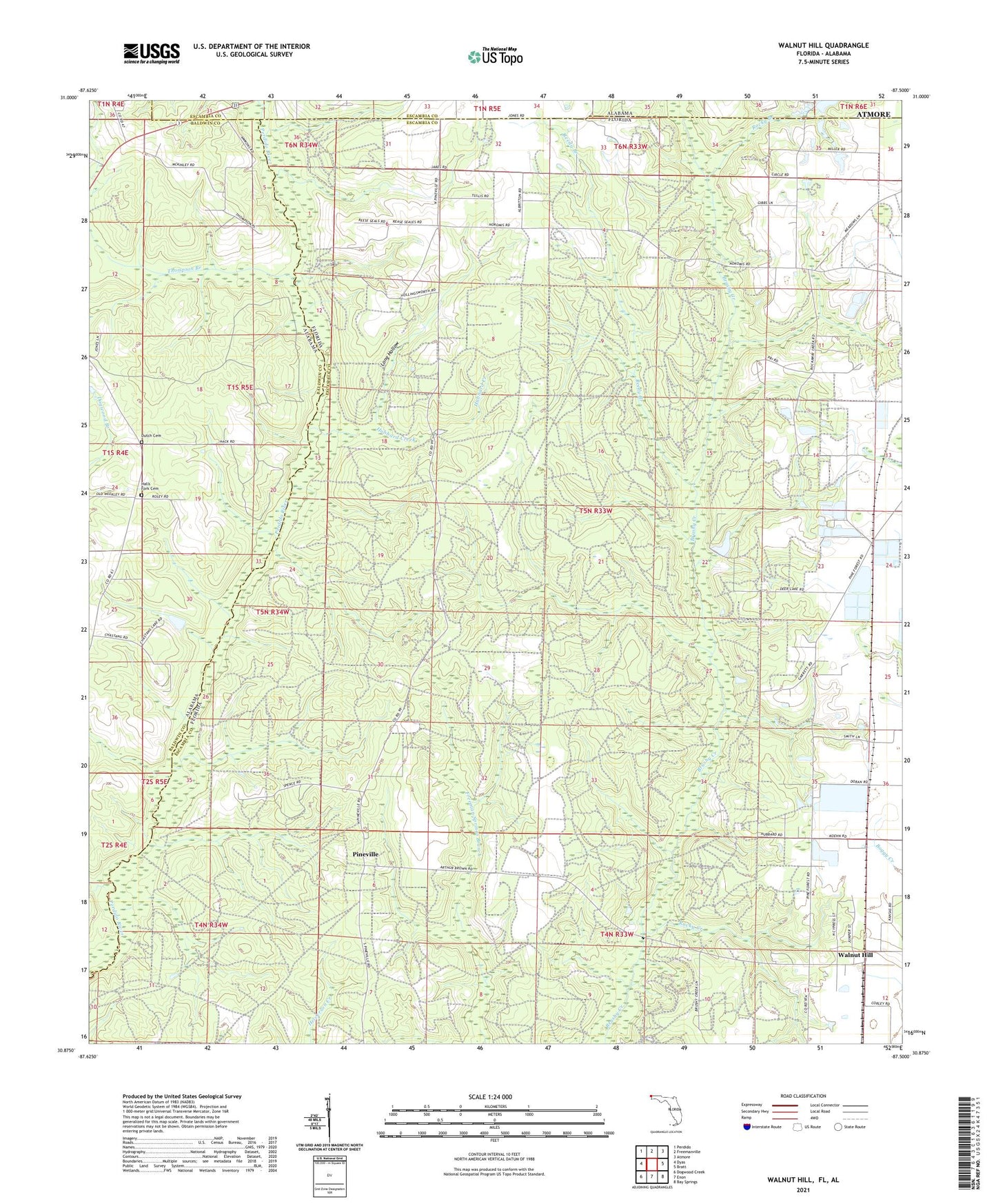 Walnut Hill Florida US Topo Map Image