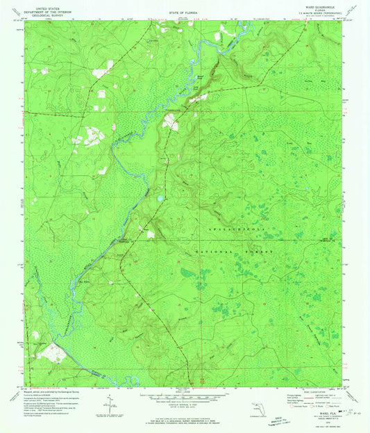Classic USGS Ward Florida 7.5'x7.5' Topo Map Image