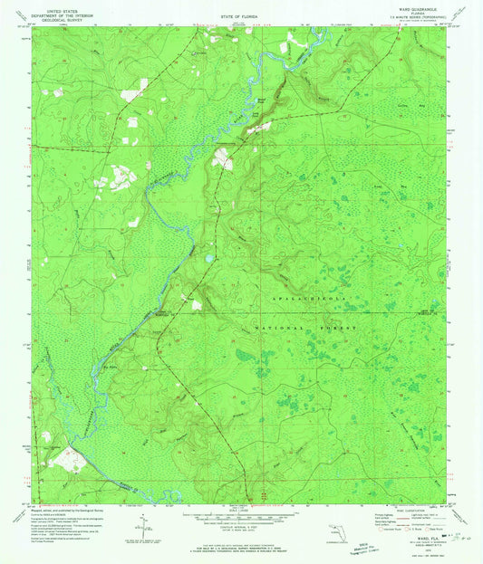 Classic USGS Ward Florida 7.5'x7.5' Topo Map Image