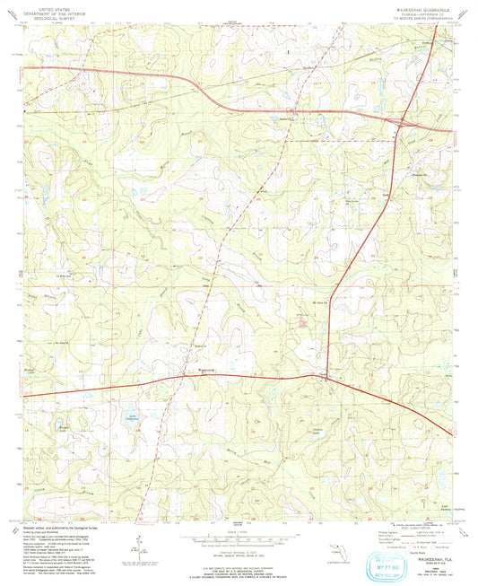 Classic USGS Waukeenah Florida 7.5'x7.5' Topo Map Image