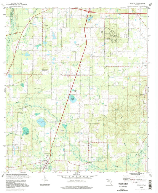 Classic USGS Wausau Florida 7.5'x7.5' Topo Map Image