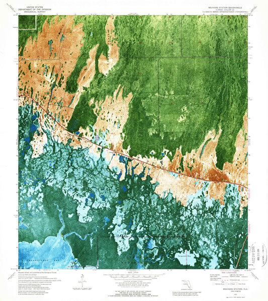 Classic USGS Weavers Station Florida 7.5'x7.5' Topo Map Image