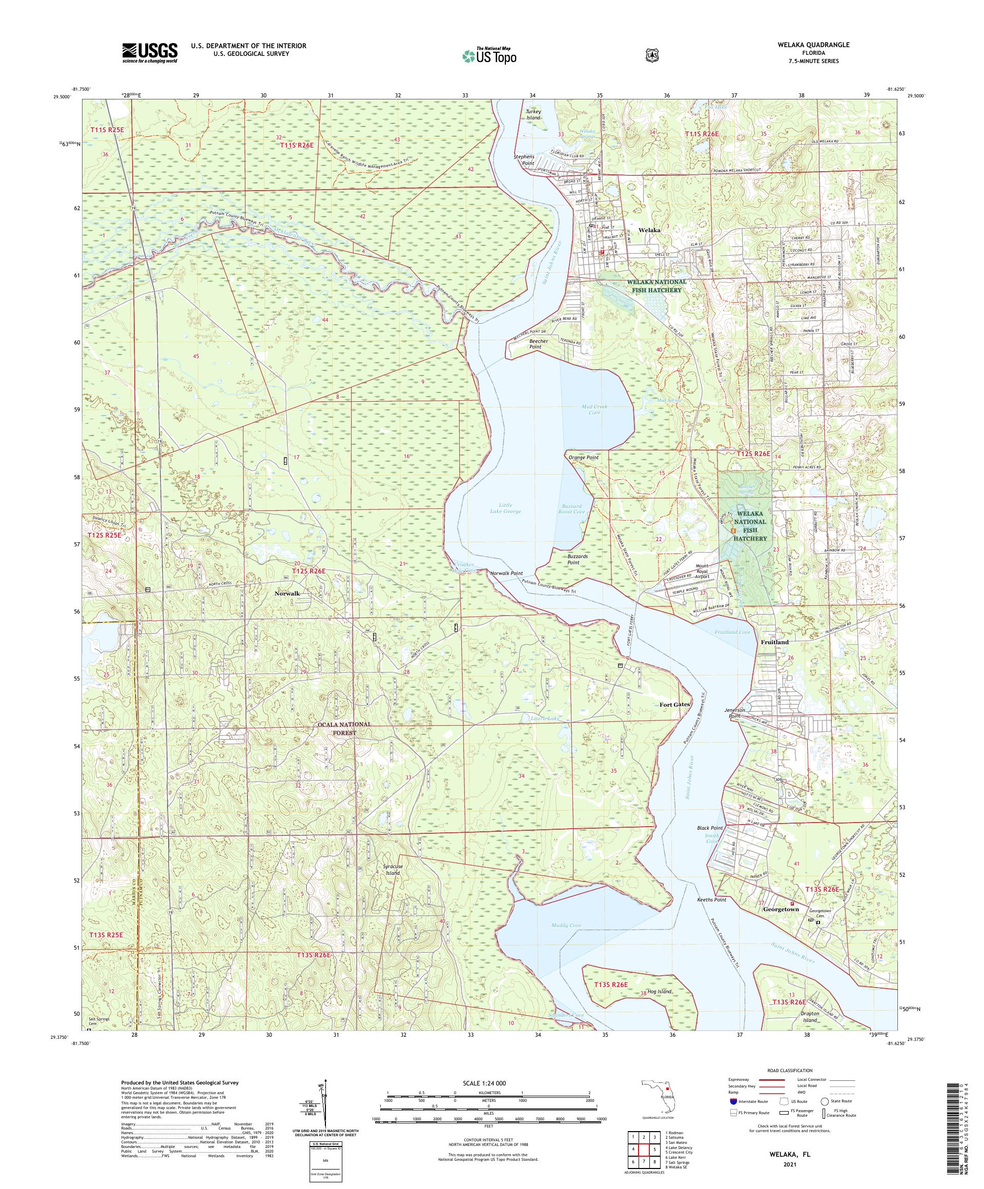 Welaka Florida US Topo Map – MyTopo Map Store