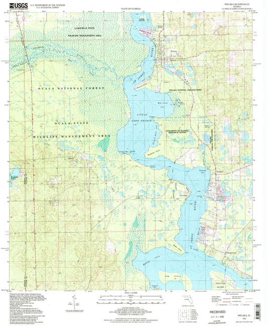 Classic USGS Welaka Florida 7.5'x7.5' Topo Map Image