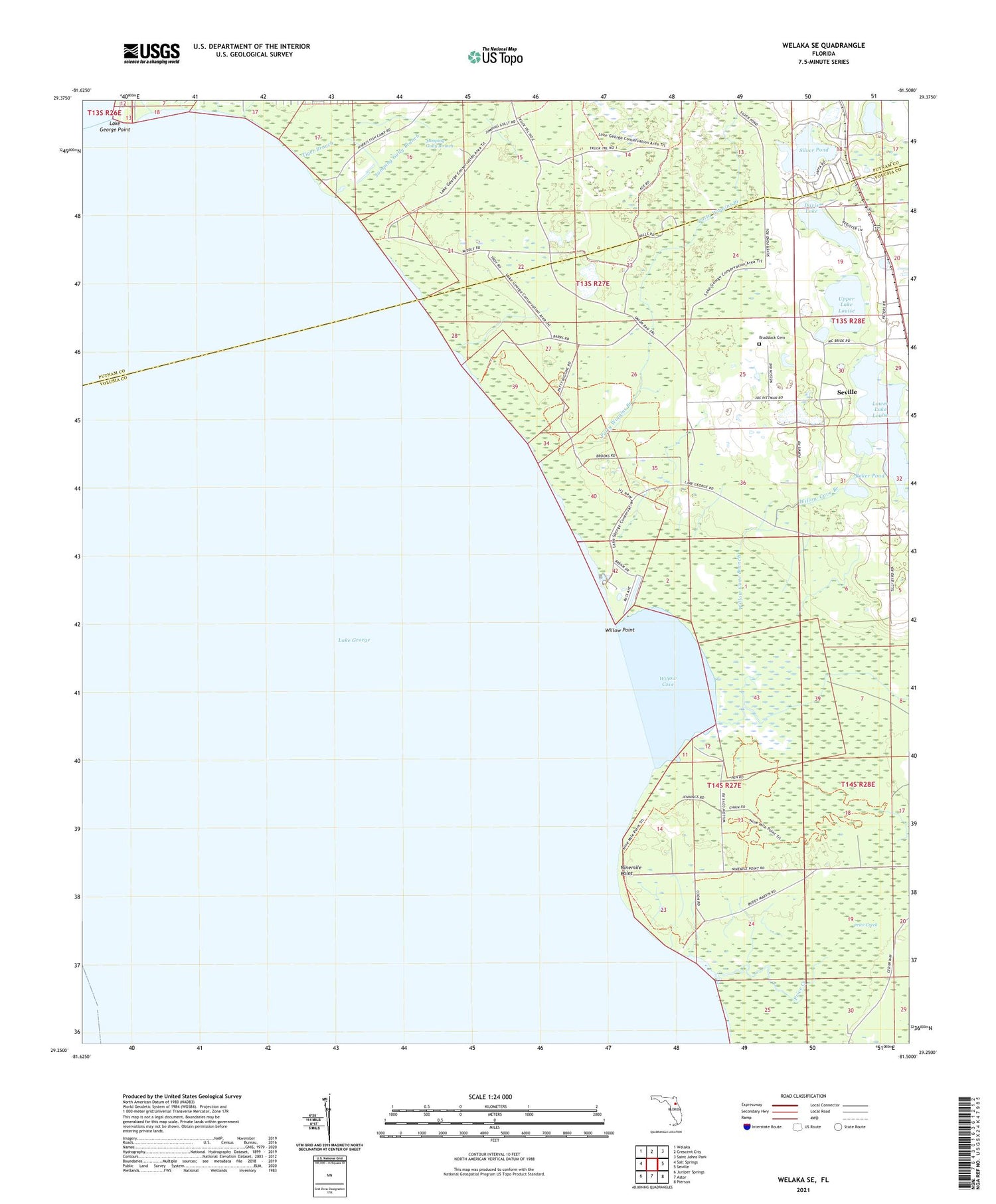 Welaka SE Florida US Topo Map Image