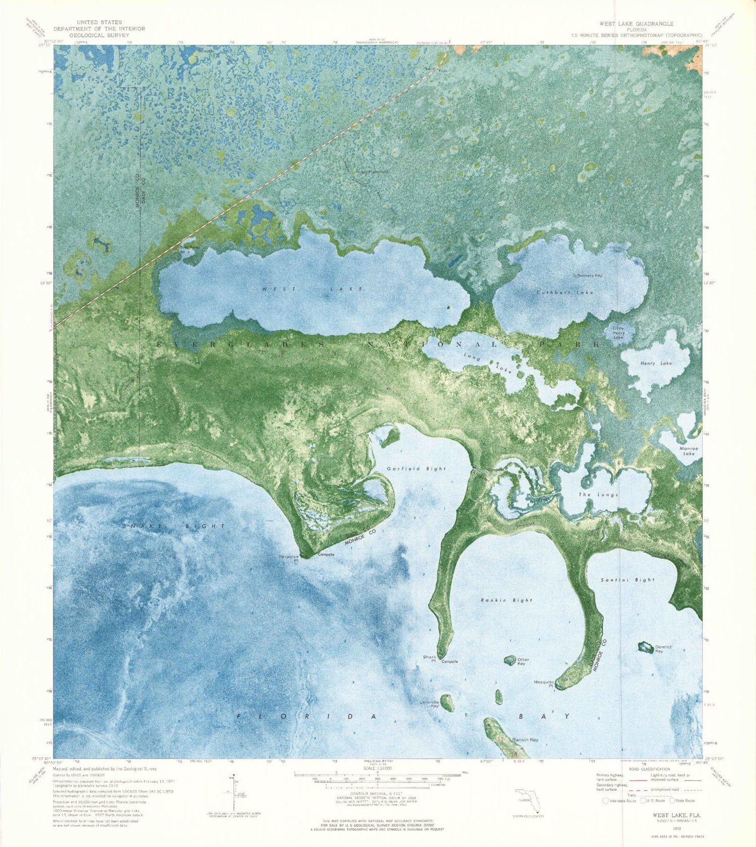 Classic USGS West Lake Florida 7.5'x7.5' Topo Map Image