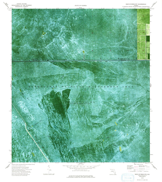 Classic USGS West of Deem City Florida 7.5'x7.5' Topo Map Image
