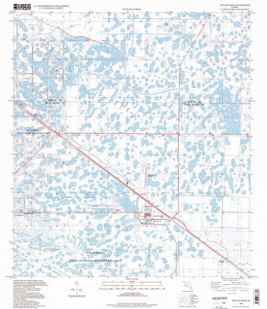 Classic USGS West of Rood Florida 7.5'x7.5' Topo Map Image