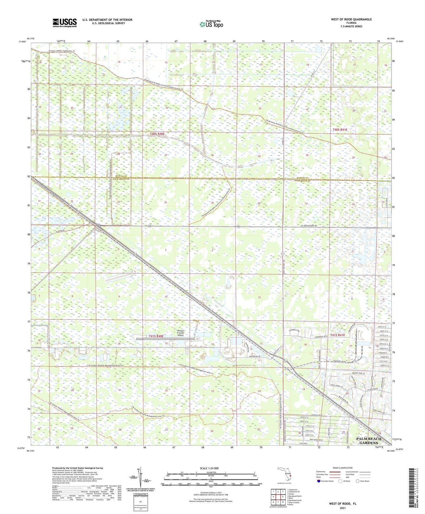 West of Rood Florida US Topo Map Image