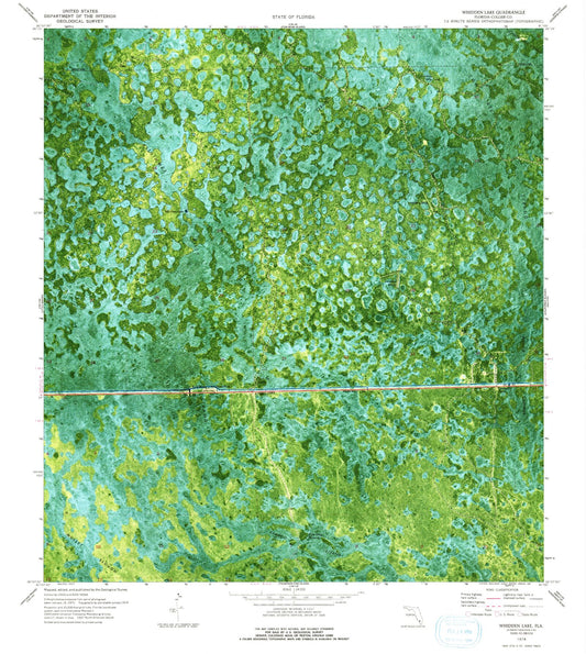 Classic USGS Whidden Lake Florida 7.5'x7.5' Topo Map Image