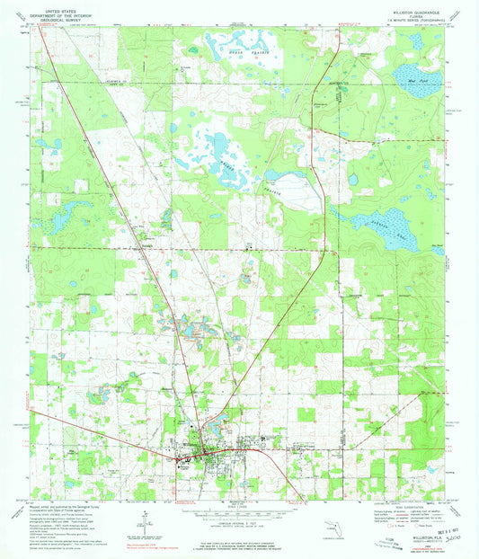 Classic USGS Williston Florida 7.5'x7.5' Topo Map Image