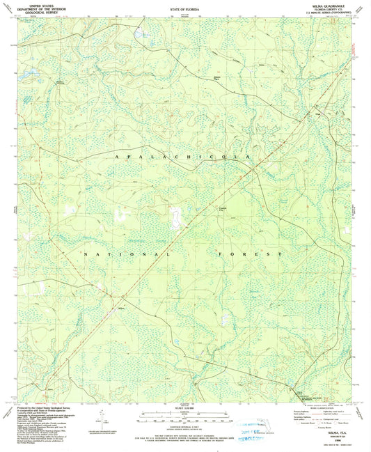 Classic USGS Wilma Florida 7.5'x7.5' Topo Map Image